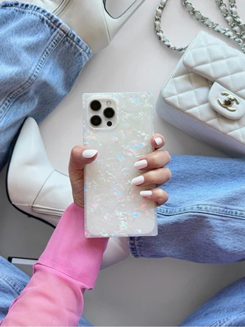 Flaunt Square Opal Shell iPhone 15 Pro Case